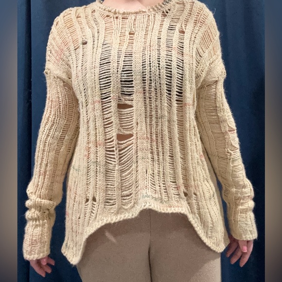 Zara Multicolor Distressed Knit Sweater - Picture 3 of 7